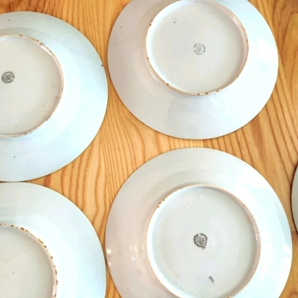 Vintage Takito Japan hand-painted  7.5 inches iridescent plate set lusterware